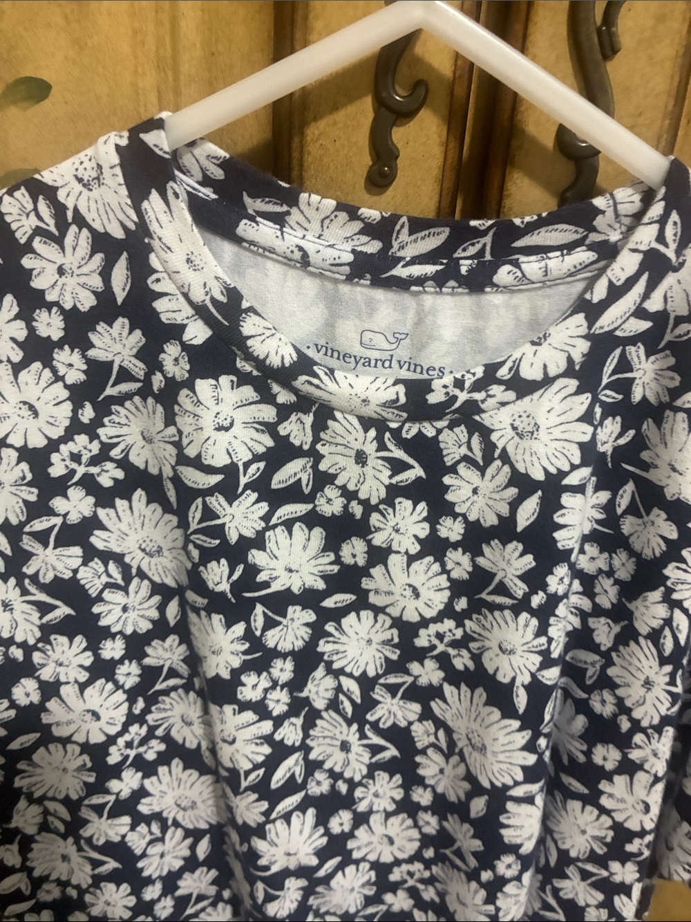 Vineyard Vines Navy and White Floral Tee